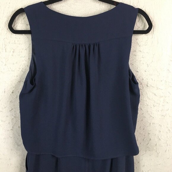 Trina Turk Dress Women 8 Navy Blue Crossover Cape Back V Neck Sassy Fun NEW - Picture 15 of 16